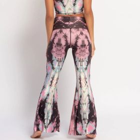 Yogaleggings Eagle feather Pink Crop Bell Bottom - Teeki