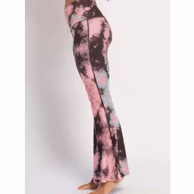 Yogaleggings Eagle feather Pink Crop Bell Bottom - Teeki Yogaleggings Eagle feather Pink Crop Bell Bottom - Teeki