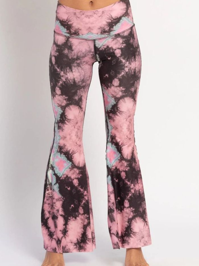 Yogaleggings Eagle feather Pink Crop Bell Bottom - Teeki