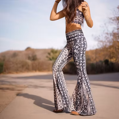 Yogaleggings Moonflower long Bell Bottom - Teeki