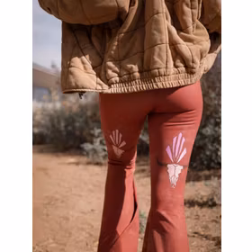 Yogaleggings Buffalo Princess rust long Bell Bottom - Teeki Yogaleggings Buffalo Princess rust long Bell Bottom - Teeki