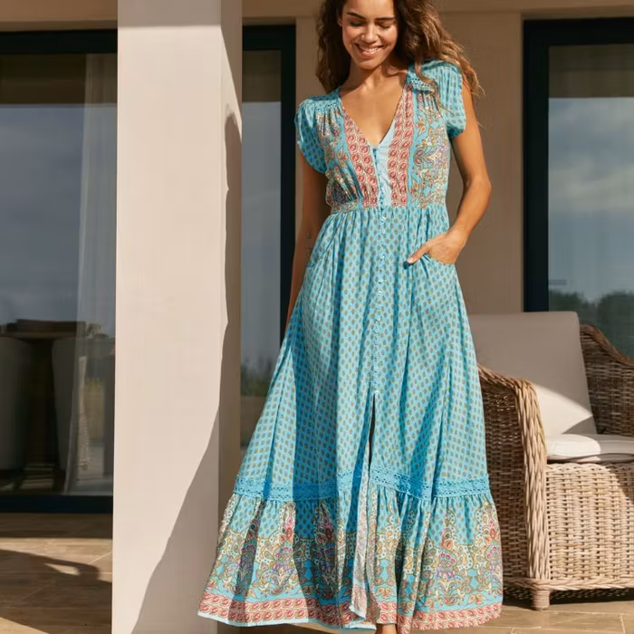 Klänning Atlantis Print Carmen Maxi dress - Jaase