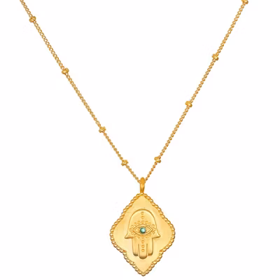 Halsband Cradled in Protection Hamsa Gold - Satya