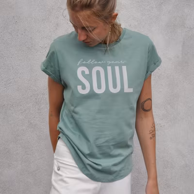 T-shirt "Follow Your Soul" Mintgrön - Soul Factory