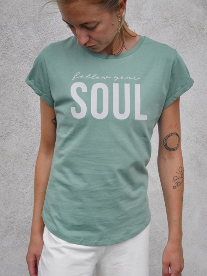 T-shirt "Follow Your Soul" Mintgrön - Soul Factory