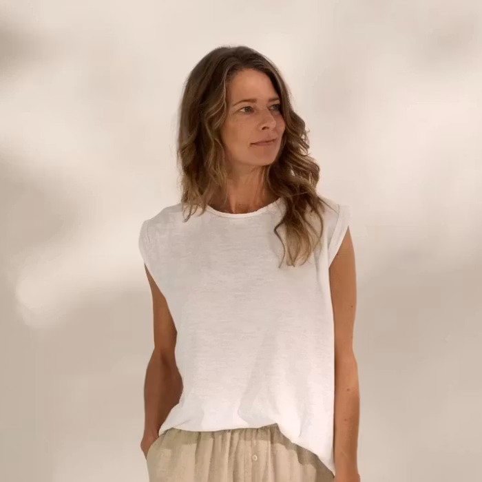 Linne Accept Tank Top Vit - Moshi Moshi Mind