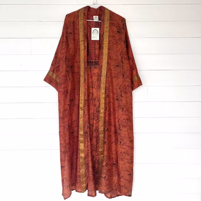 Kimono Uma återvunnen sari Nr 183