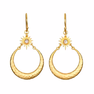 Örhänge Stellar Sisterhood Moonstone Hoops - Satya