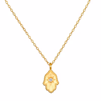 Halsband Cradled in Protection Hamsa Gold - Satya