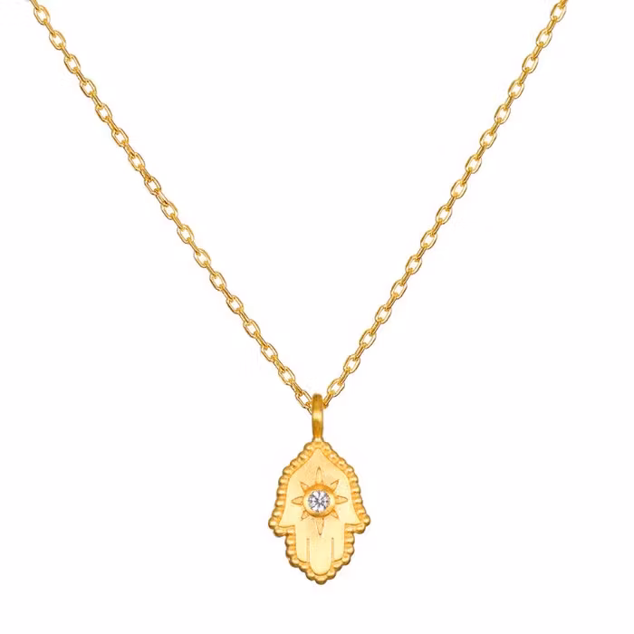 Halsband Cradled in Protection Hamsa Gold - Satya