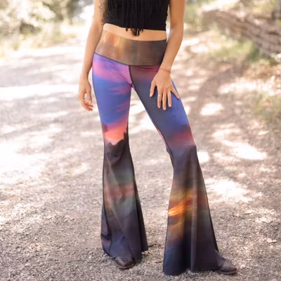 Yogaleggings Clouds long Bell Bottom - Teeki