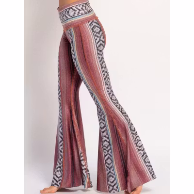 Yogaleggings Border Towns Red long Bell Bottom - Teeki Yogaleggings Border Towns Red long Bell Bottom - Teeki