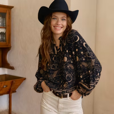 Blus Astrid Print Cyra Blouse - Jaase