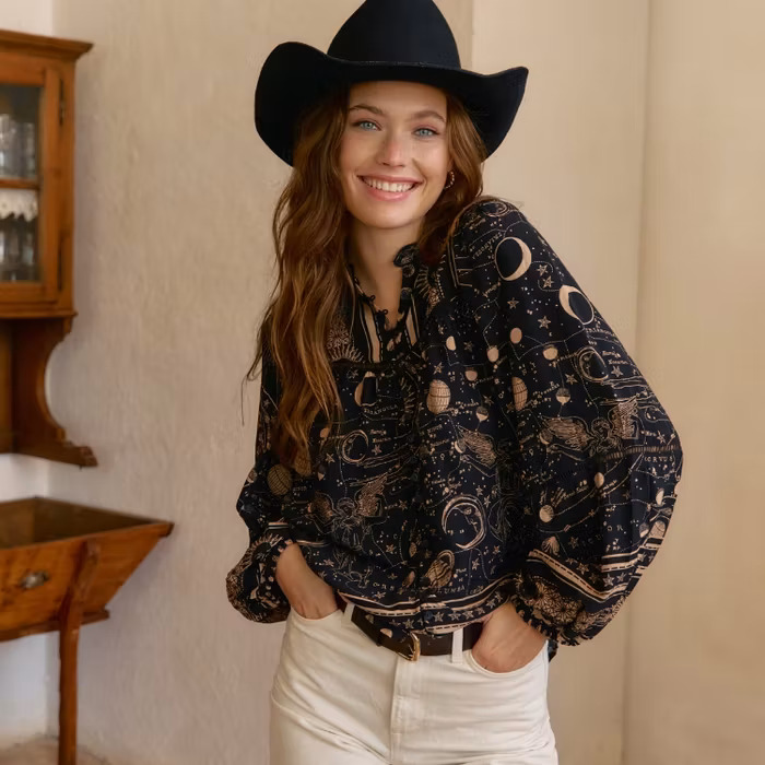 Blus Astrid Print Cyra Blouse - Jaase