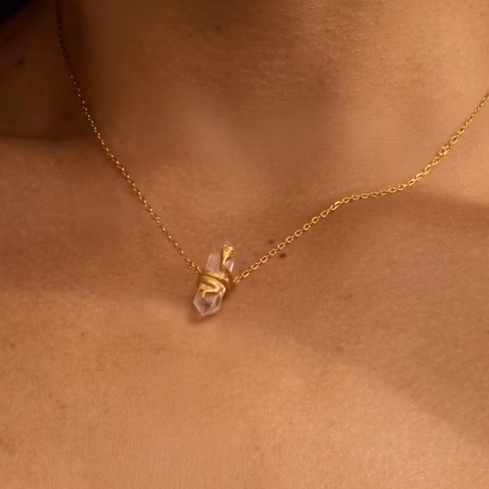 Halsband Eternal Spirit Clear Quartz Snake Necklace - Satya