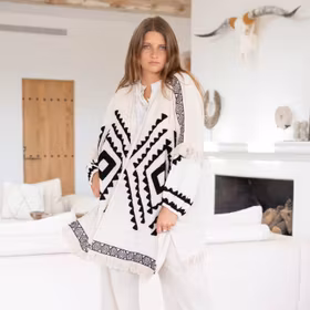 Poncho Ventana Arena Ecru - Ibzmode