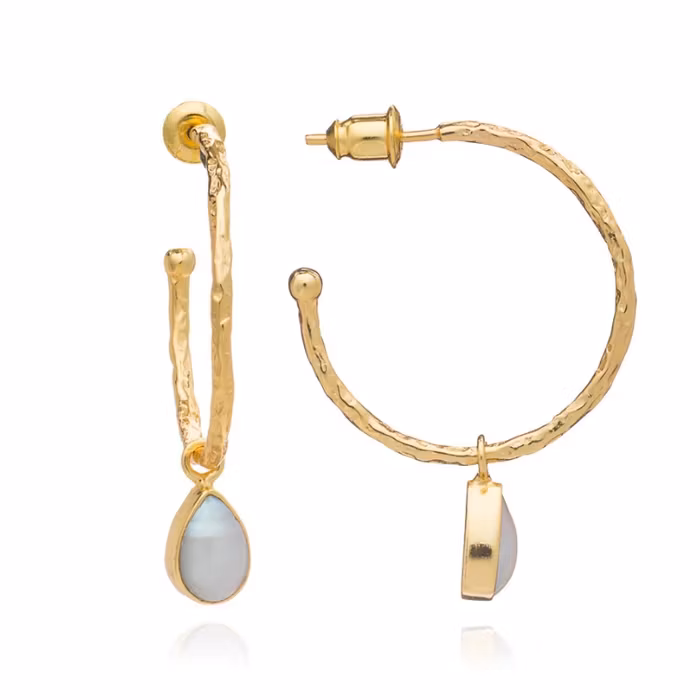 Örhänge Boho Hoops med droppe av pärla - Azuni