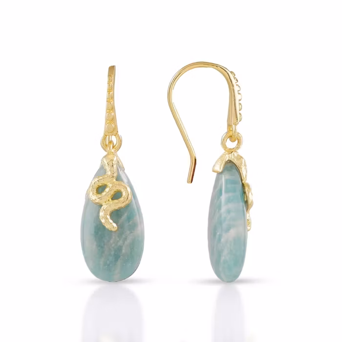Örhänge Medusa med ädelstens-droppe av Amazonit - Azuni