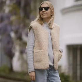 Väst med dragkedja i 100% merinoull