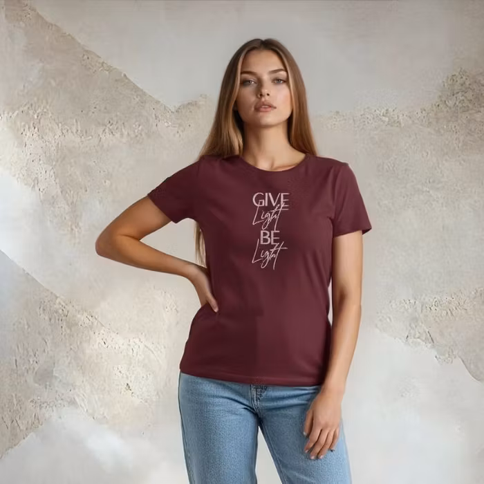 T-shirt "Give Light, Be Light" Burgundy - Soul Factory
