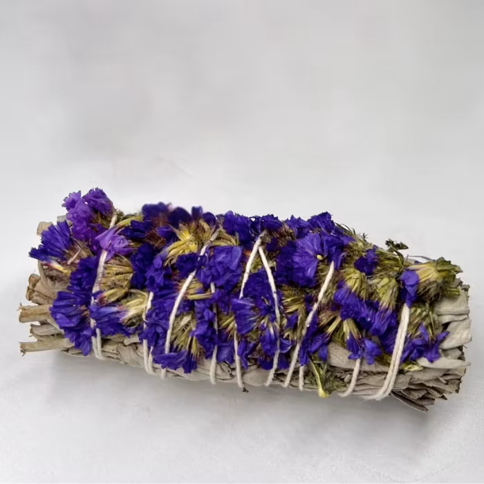 Salviabunt av vit salvia och lila sinuata- handbunden