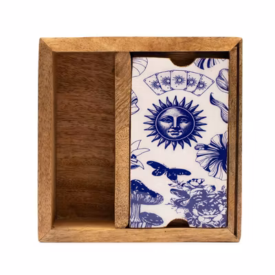 Trälåda med 2 fack till spirituell kortlek