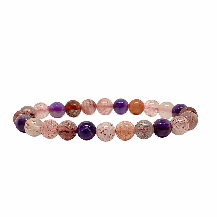 Ametist, Jordgubbskvarts 8mm pärlor Armband
