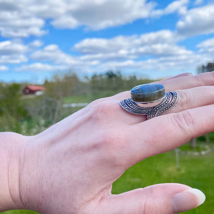 Labradorit Ring (Legerad Koppar)