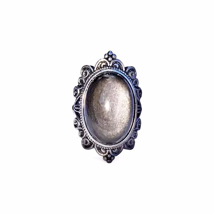 Obsidian Silver Ring (ställbar)
