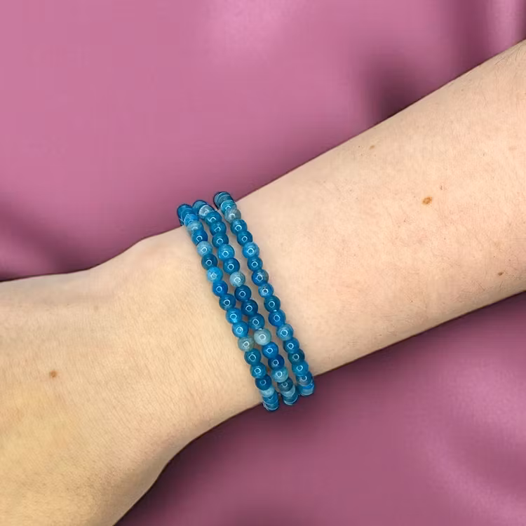 Apatit Blå 4mm pärlor Armband