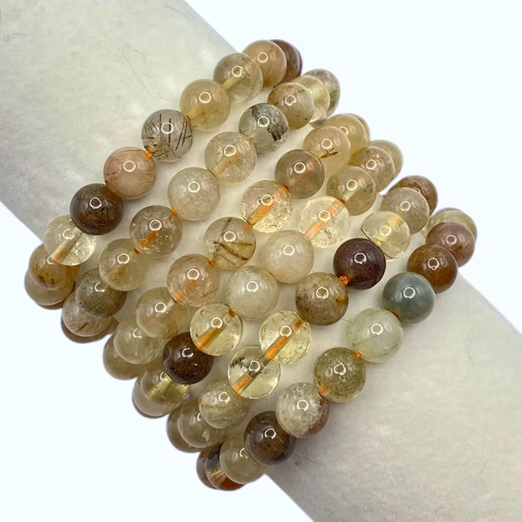 Rutilkvarts Flerfärgad 8mm pärlor Armband