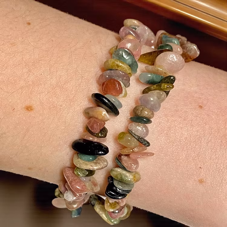 Turmalin Regnbågs Chips pärlor Armband