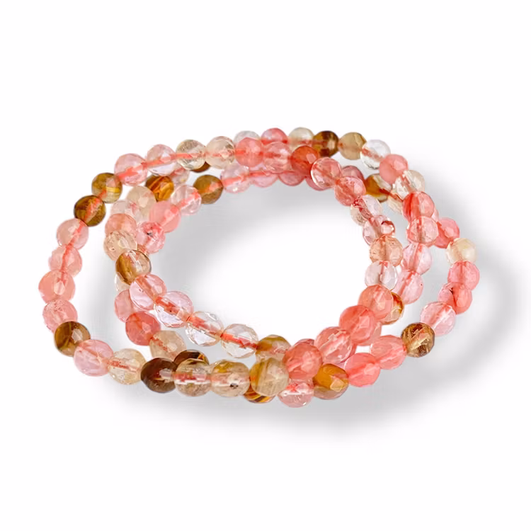 Körsbärskvarts (Fasetterad) 6mm pärlor Armband