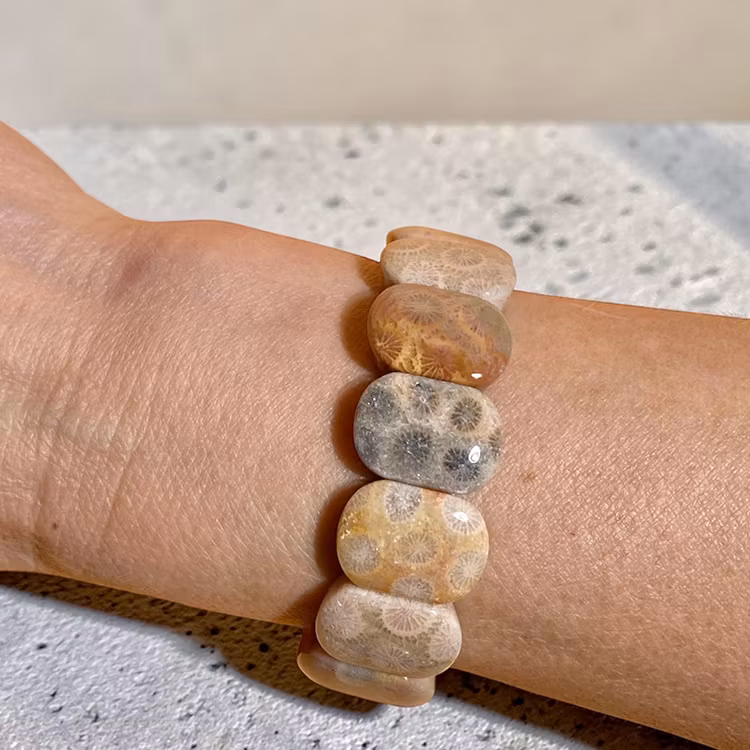 Jade Korall (Rundade Plattor) Armband