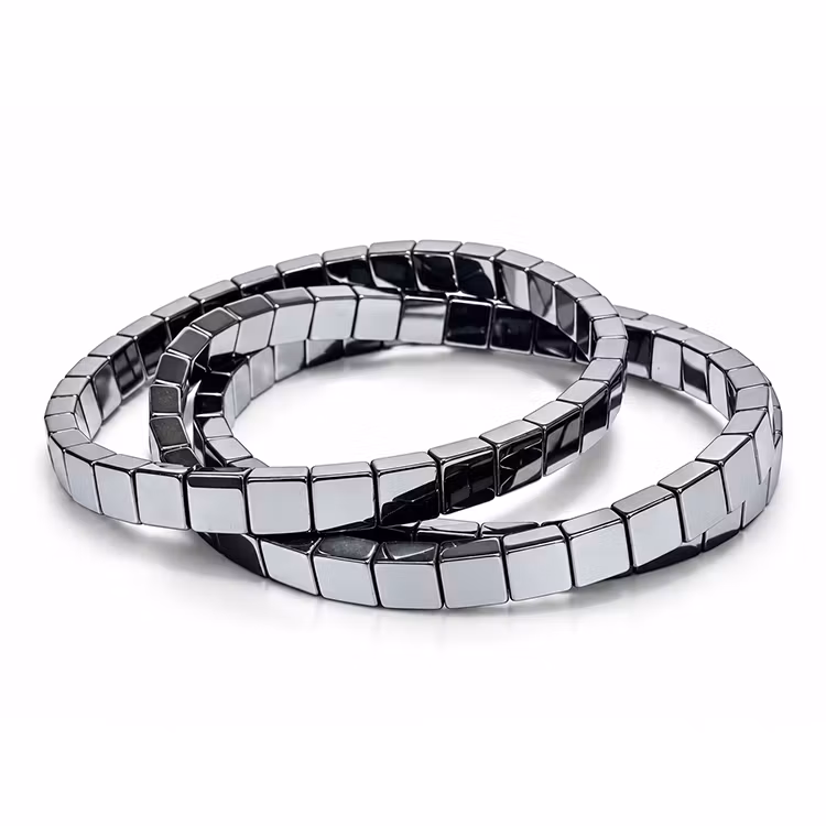 Hematit "Plattor" Armband 6mm pärlor