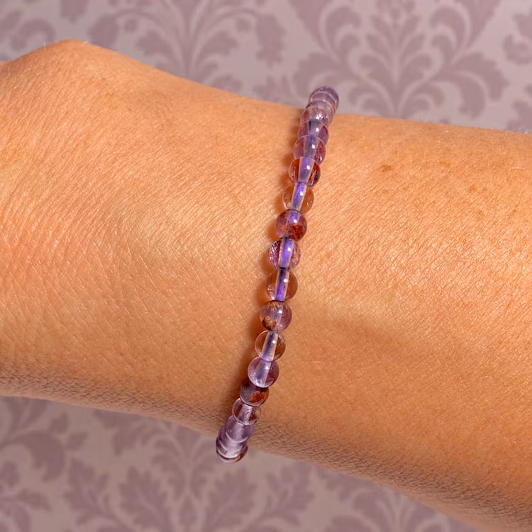 Lodolit Lila "Trädgårdskvarts" 4mm pärlor Armband