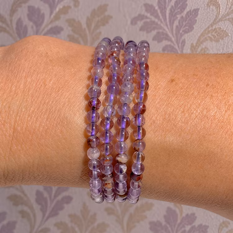 Lodolit Lila "Trädgårdskvarts" 4mm pärlor Armband