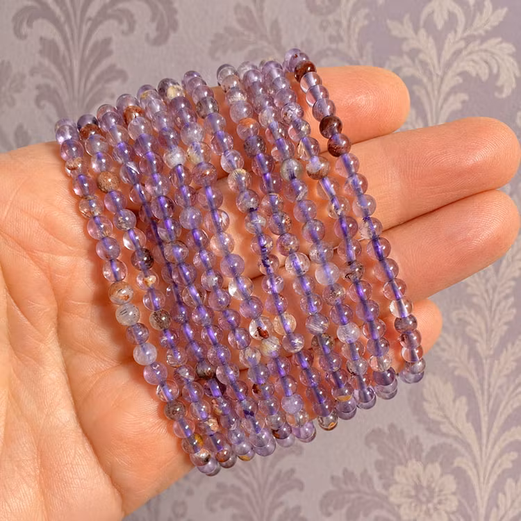 Lodolit Lila "Trädgårdskvarts" 4mm pärlor Armband
