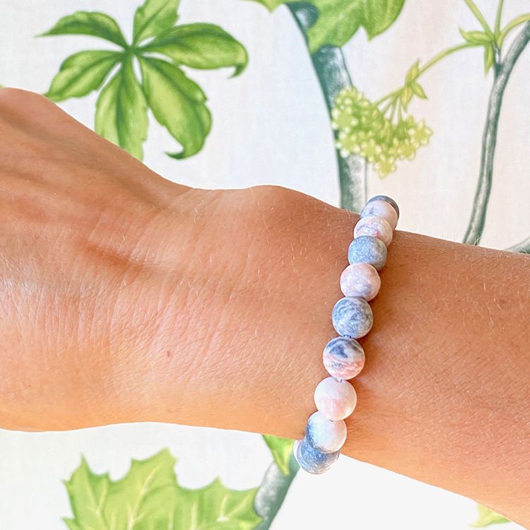 Jaspis Zebra Rosa 8mm pärlor Armband