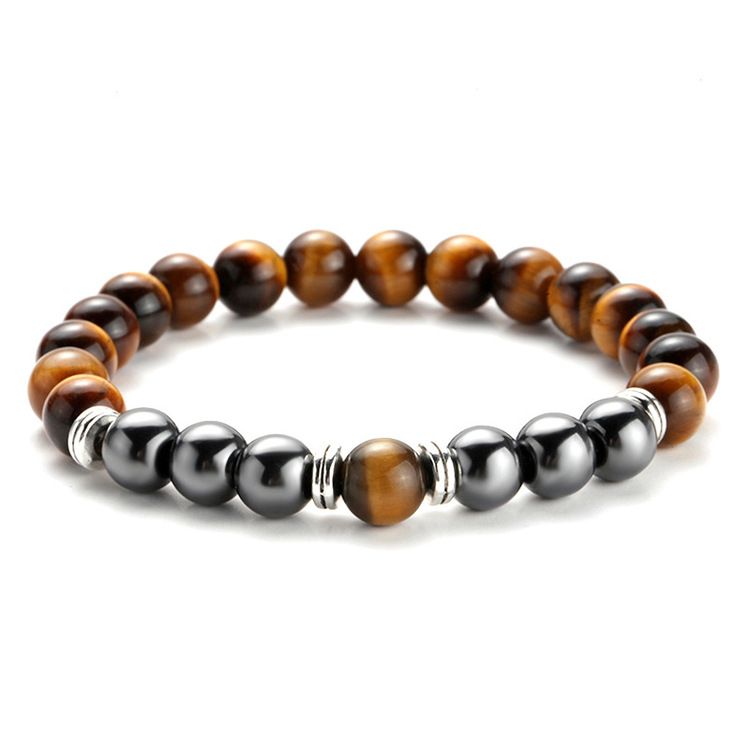 Tigeröga, Hematit 8mm pärlor Armband