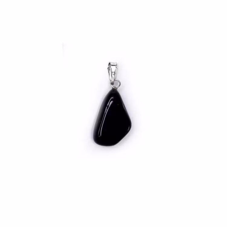 Obsidian Svart Hängsmycke (Metallhänge)