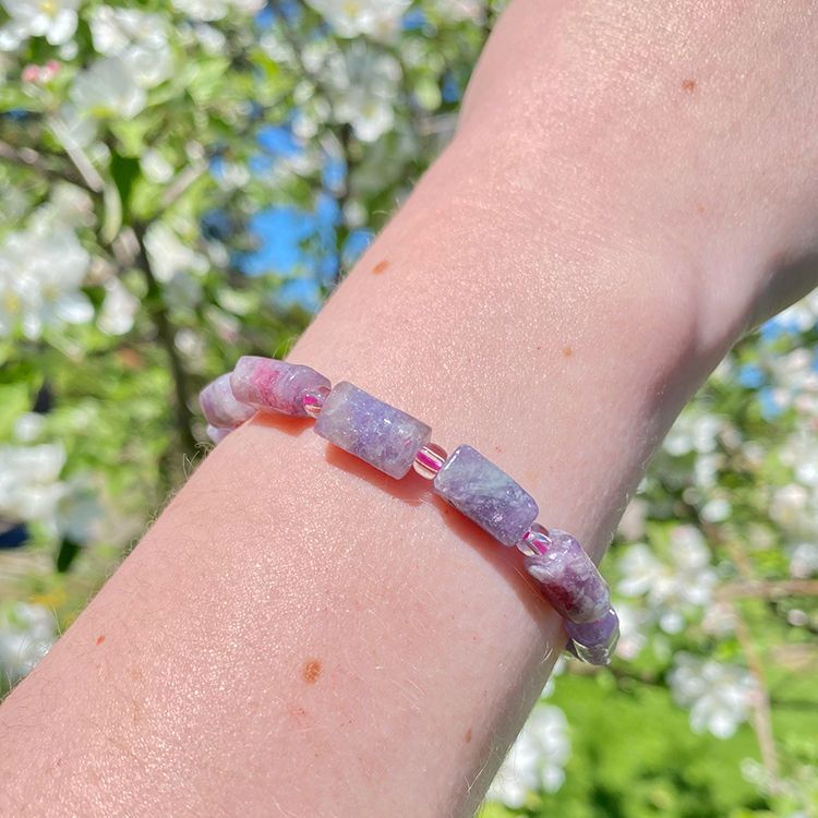 Turmalin Rosa (Polygon) 10-14mm pärlor Armband