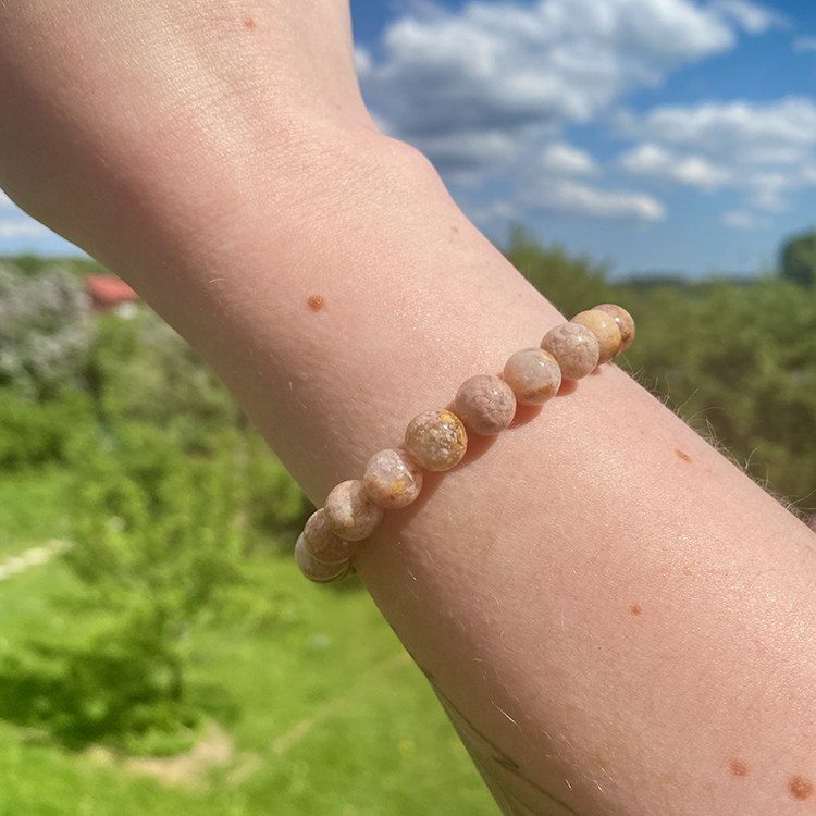 Agat Blomster 8mm pärlor Armband