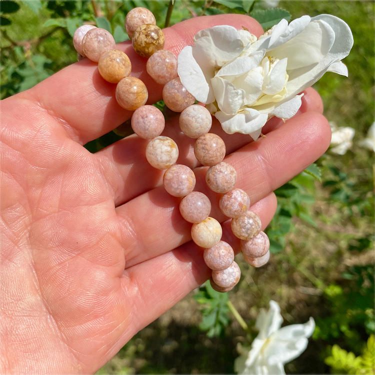 Agat Blomster 8mm pärlor Armband