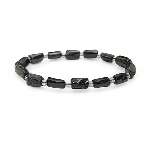Turmalin Svart (polygon) 10-14mm pärlor Armband (Större handled)