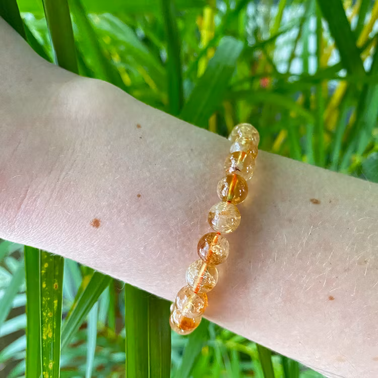 Citrin 8mm pärlor Armband