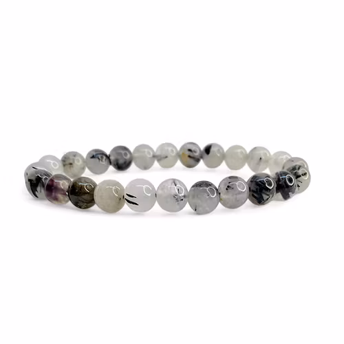 Rutilkvarts Svart 8mm pärlor Armband