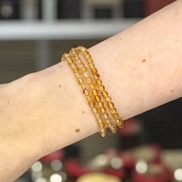 Citrin 4mm pärlor Armband