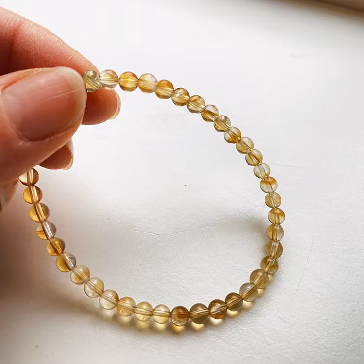 Citrin 4mm pärlor Armband