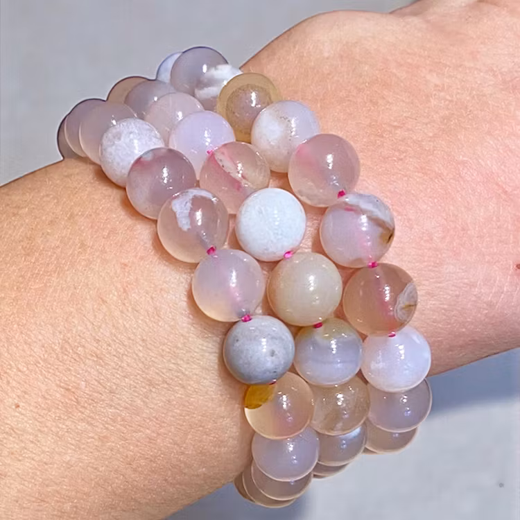 Agat Blomster 8mm pärlor Armband